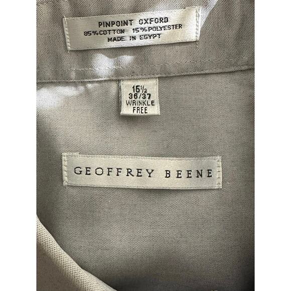 Geoffrey Beene Pinpoint Oxford Dress Shirt Men’s 16.5 36/37 (M) Gray Long Sleeve - Picture 4 of 5